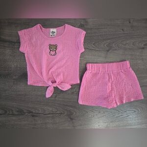 Girls Pink Bear Outfit By Lily Bleu Size 4 NWOT
